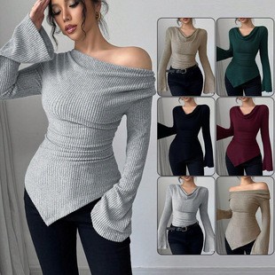 Blouse Off Shoulder - Blouse pour femme à manches longues,