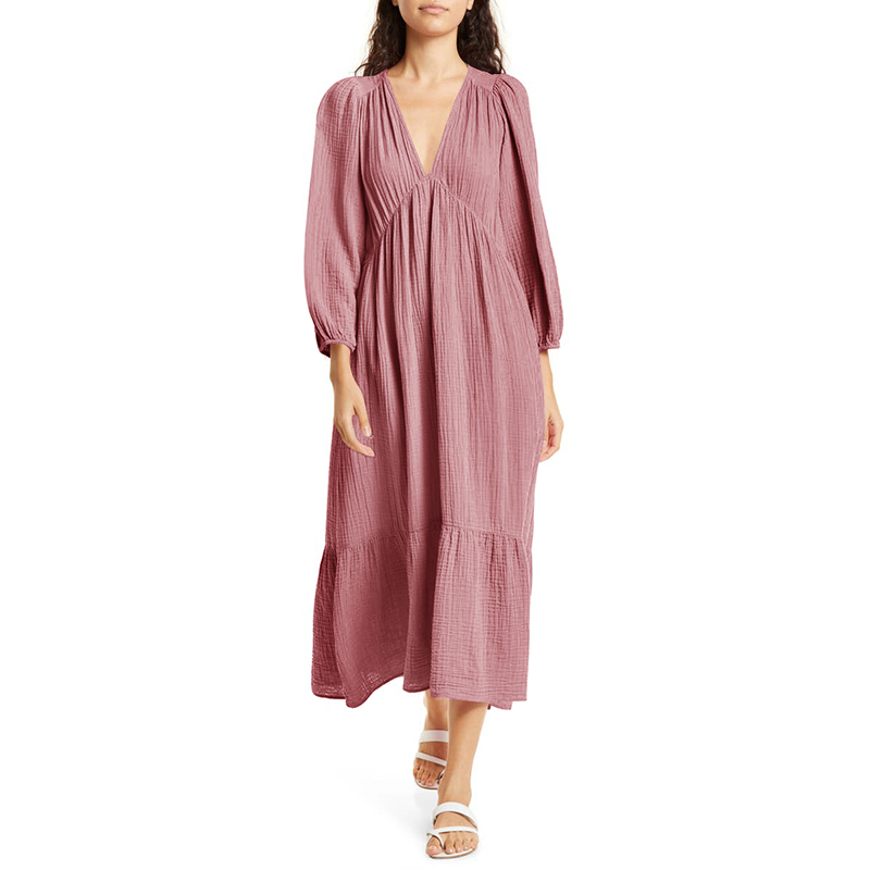 Linen Dress Wrap - Robes en mousseline à manches longues