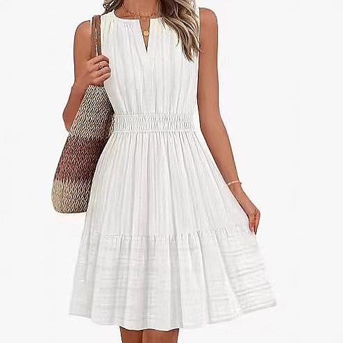Linen Dress Wrap - Robe sans manches pour femme printemps-été,