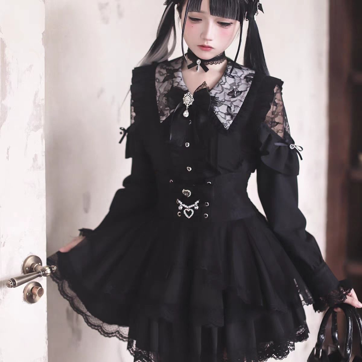 Blouse Off Shoulder - Ensemble jupe Harajuku Kawaii pour femmes,