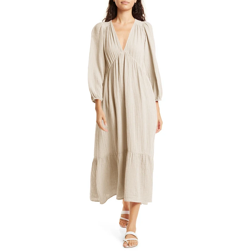 Robes en mousseline à manches  - Linen Dress Wrap avis et prix