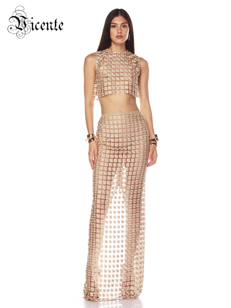 VC élégant beige sans manches  - Crop Top Crochet avis et prix
