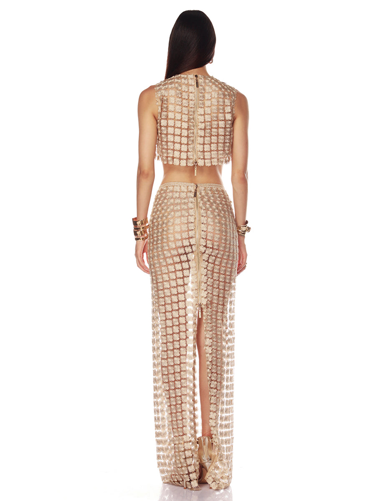 VC élégant beige sans manches  - Crop Top Crochet avis et prix