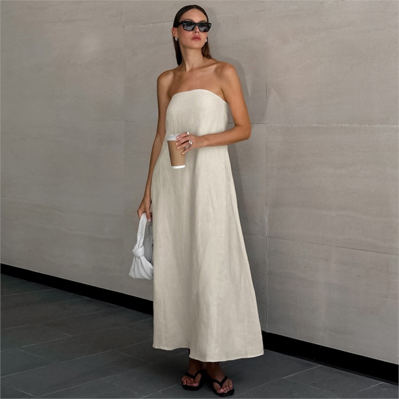 Robe longue en coton et lin po - Linen Dress Wrap avis et prix
