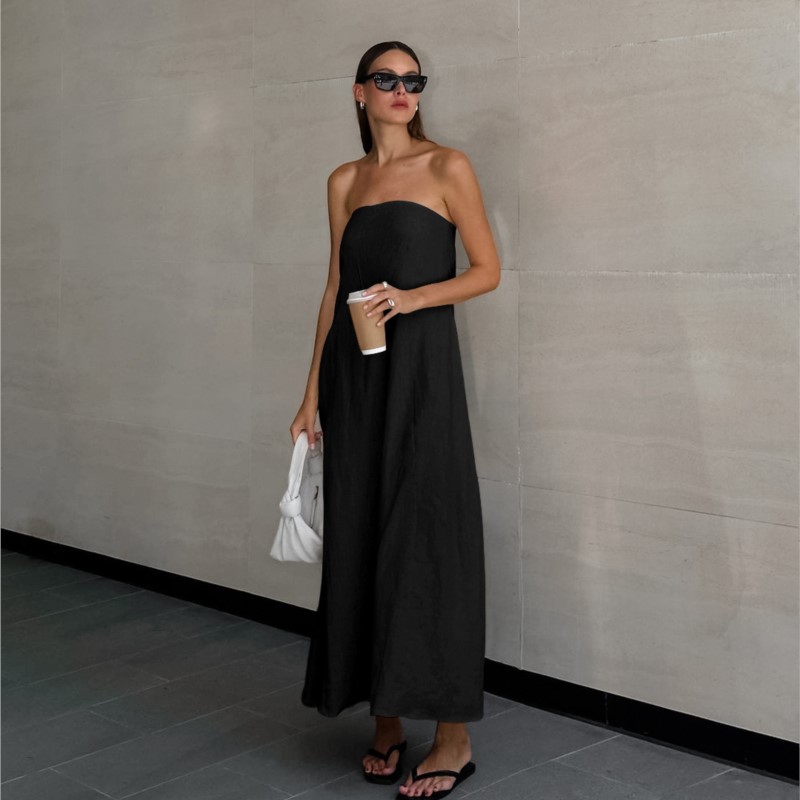 Robe longue en coton et lin po - Linen Dress Wrap avis et prix