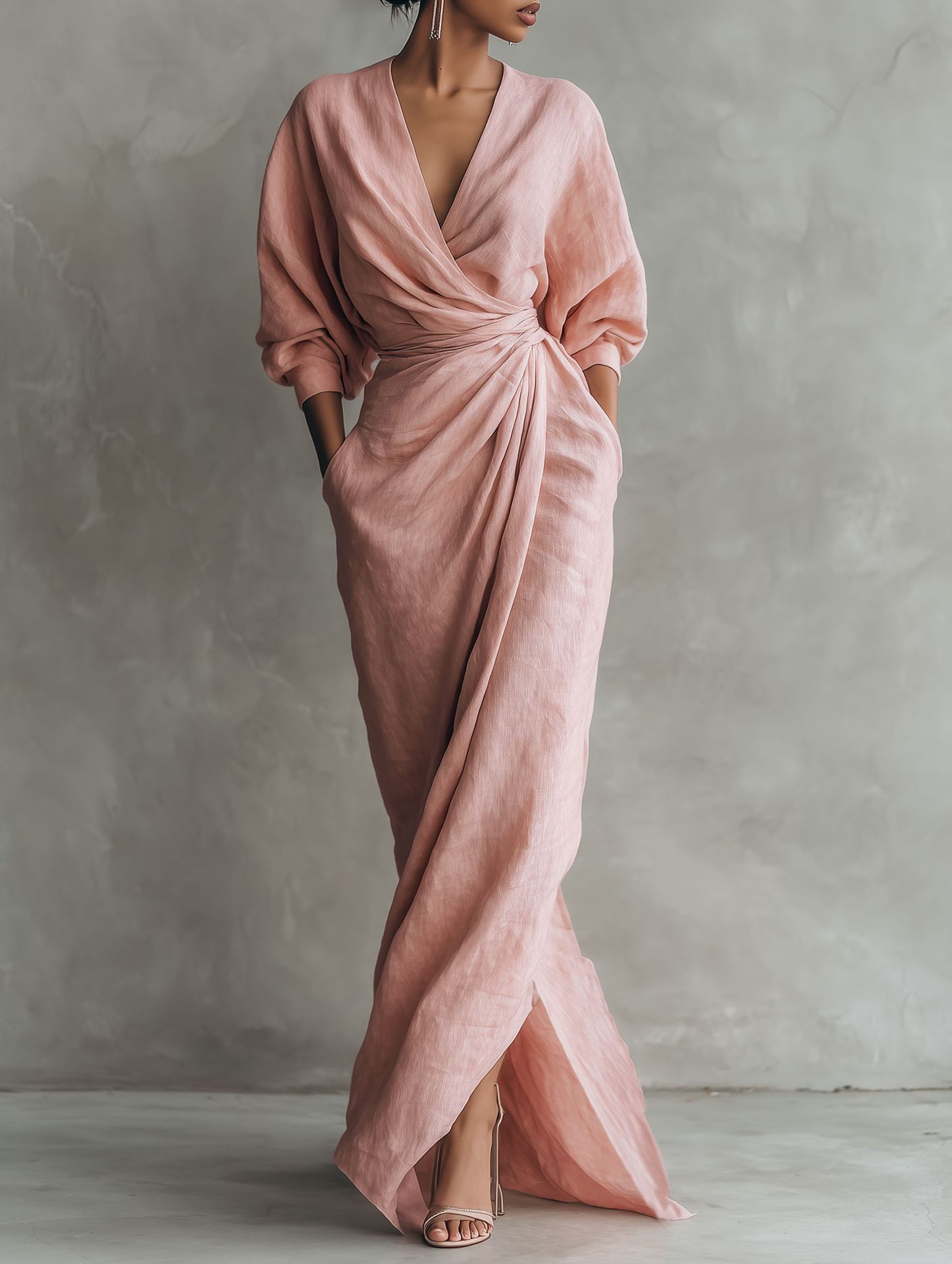 Robe longue en lin mélangé pou - Linen Dress Wrap avis et prix