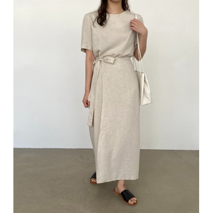 Robe élégante en coton et lin  - Linen Dress Wrap avis et prix