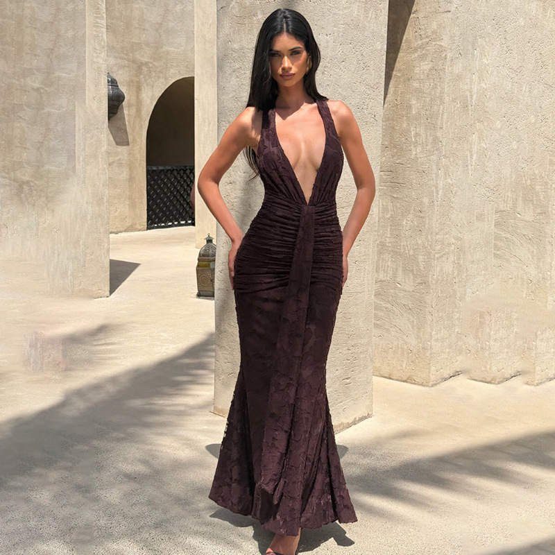 Robe sexy pour femme, dos nu,  - Linen Dress Wrap avis et prix